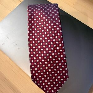 Canali Wine Red and Silver Geo Dot Silk Tie